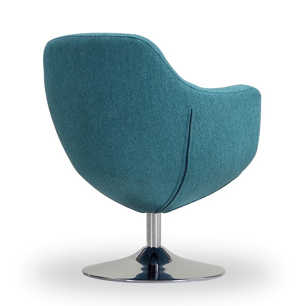 Manhattan Comfort Caisson Swivel Accent Chair in Blue and Polished Chrome - AC028-BL