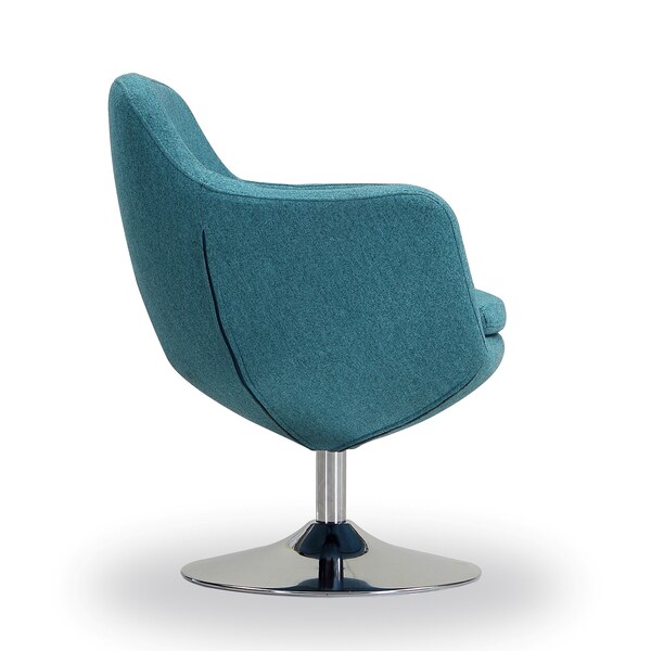 Manhattan Comfort Caisson Swivel Accent Chair in Blue and Polished Chrome - AC028-BL