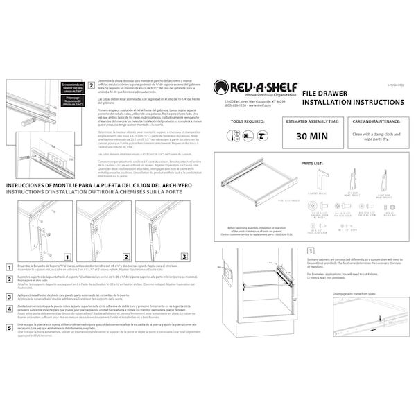 Rev-A-Shelf Steel, Silver, 15 in W, 9.24 in H, 17.75 in D, 17.68 in L, Silver - RAS-FDSM-DM15-1
