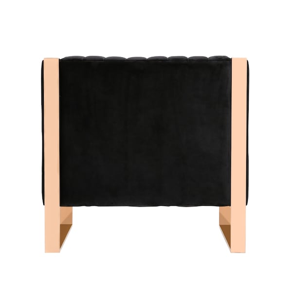 Manhattan Comfort Trillium Accent Chair in Black and Rose Gold (Set of 2) - 2-AC055-BK