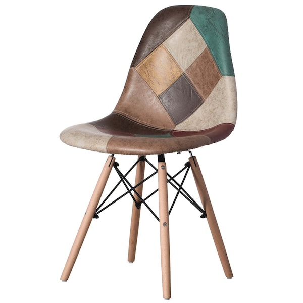 Fabulaxe Chair with Leather and Suede Like Tones with Wooden Legs - QI004326