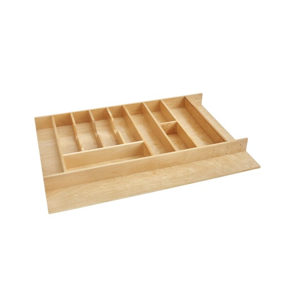 Rev-A-Shelf Drawer Insert, Maple Veneer, Light Brown, 33.13 in W, 2.88 in H, 22 in D, 22 in L, Light Brown - 4WUTCT-36-1