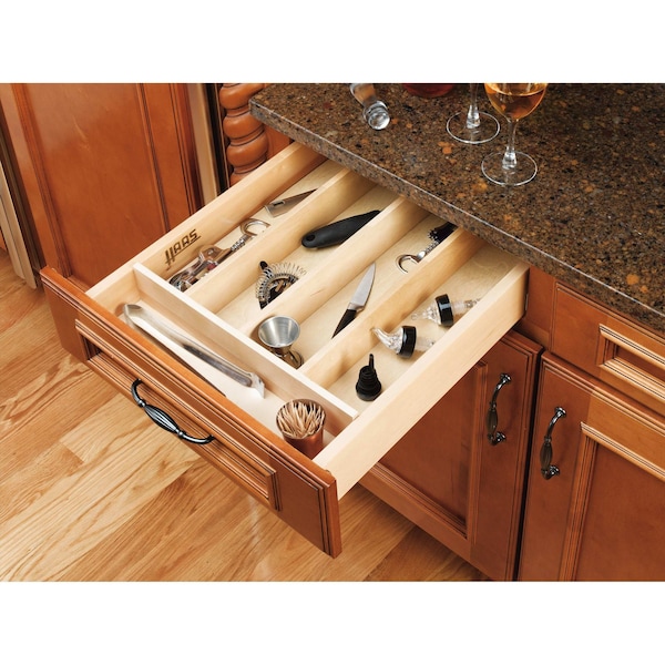 Rev-A-Shelf Drawer Insert, Maple Wood, Natural Maple, 18.5 in W, 2.88 in H, 22 in D - 4WUT-1