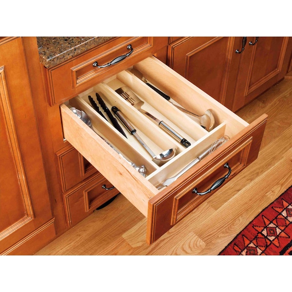 Rev-A-Shelf Drawer Insert, Maple Wood, Natural Maple, 18.5 in W, 2.88 in H, 22 in D - 4WUT-1