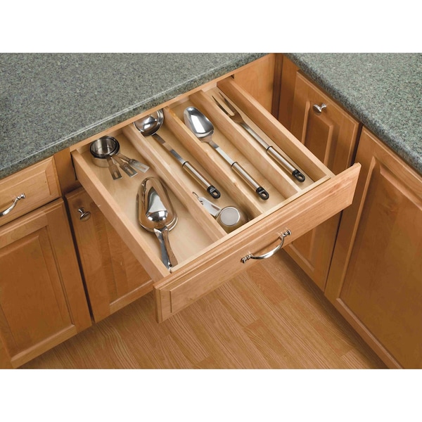 Rev-A-Shelf Drawer Insert, Maple Wood, Natural Maple, 18.5 in W, 2.88 in H, 22 in D - 4WUT-1