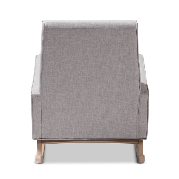 Baxton Studio Marlena Greyish Beige Upholstered Whitewash Wood Rocking Chair - 143-7842