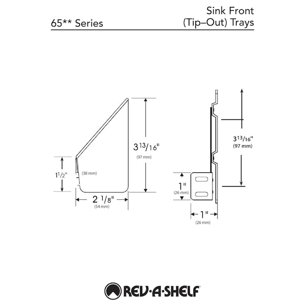 Rev-A-Shelf Polystyrene, White, 14 in W, 3.81 in H, 2.13 in D, 2.13 in L, White - 6572-14-11-52