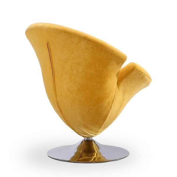 Manhattan Comfort Tulip Swivel Accent Chair in Yellow and Polished Chrome (Set of 2) - 2-AC029-YL
