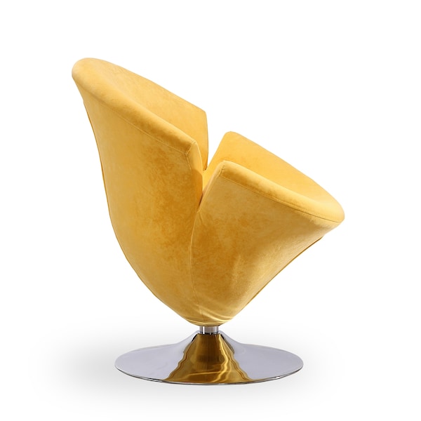 Manhattan Comfort Tulip Swivel Accent Chair in Yellow and Polished Chrome (Set of 2) - 2-AC029-YL