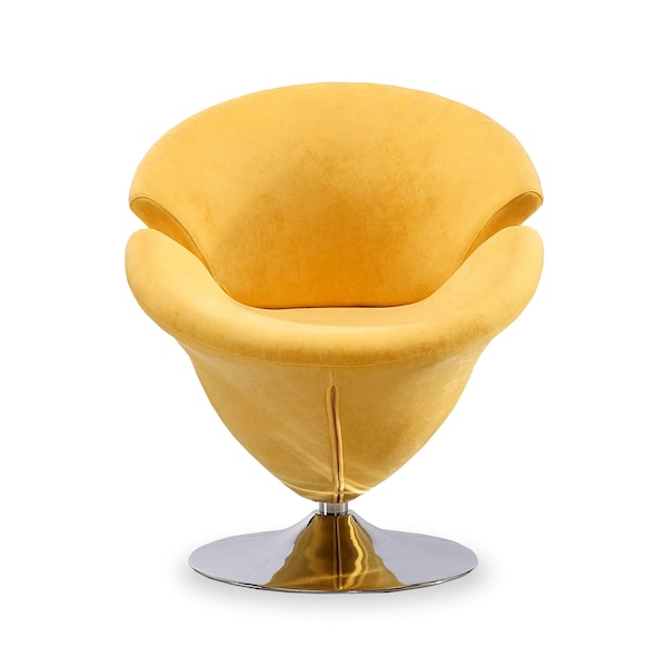 Manhattan Comfort Tulip Swivel Accent Chair in Yellow and Polished Chrome (Set of 2) - 2-AC029-YL