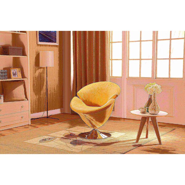 Manhattan Comfort Tulip Swivel Accent Chair in Yellow and Polished Chrome (Set of 2) - 2-AC029-YL