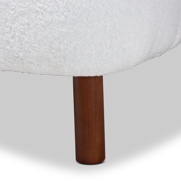 Baxton Studio Cabrera Modern & Contemporary White Boucle Upholstered and Walnut Brown Finished Wood Accent Chair - 204-12576