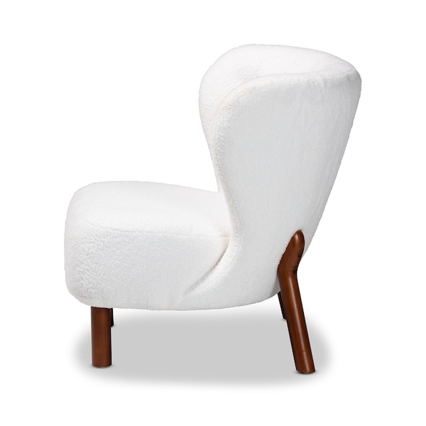 Baxton Studio Cabrera Modern & Contemporary White Boucle Upholstered and Walnut Brown Finished Wood Accent Chair - 204-12576