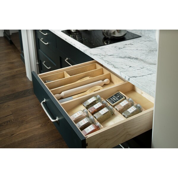Rev-A-Shelf Drawer Insert, Maple Wood, Natural Maple, 0.5 in W, 2.9 in H, 22 in D - 4WD-22-1