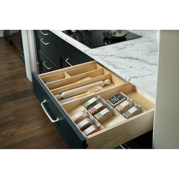 Rev-A-Shelf Drawer Insert, Maple Wood, Natural Maple, 0.5 in W, 2.9 in H, 22 in D - 4WD-22-1