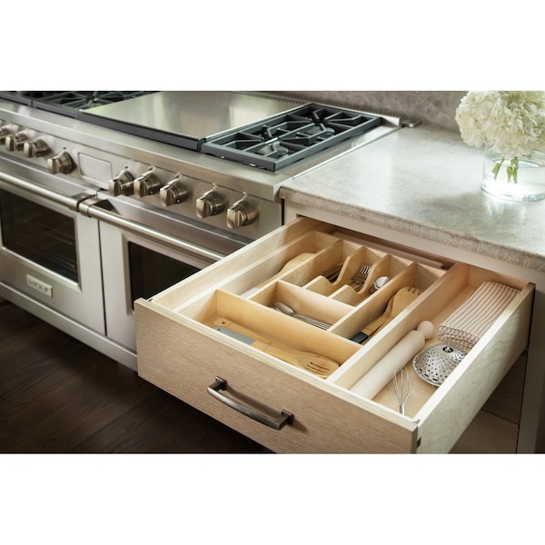 Rev-A-Shelf Drawer Insert, Maple Wood, Natural Maple, 20.63 in W, 2.38 in H, 22 in D - 4WCT-3SH