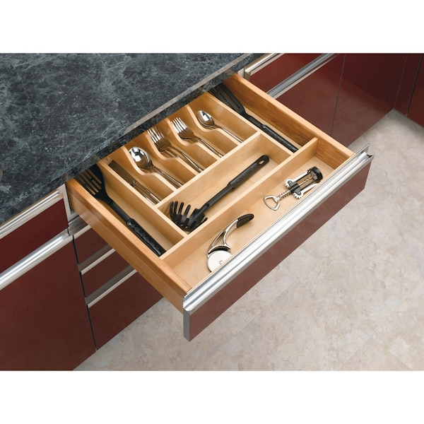 Rev-A-Shelf Drawer Insert, Maple Wood, Natural Maple, 20.63 in W, 2.38 in H, 22 in D - 4WCT-3SH