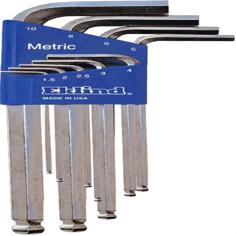 Eklind Bright-Ball-Hex-L Key Allen Wrench - 9-Pieces Set Metric MM Sizes 1.5-10 Long Series - 13709