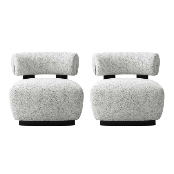 Manhattan Comfort Bartow Accent Chair in Ivory and Black, 2PK - 2-AC017-IB