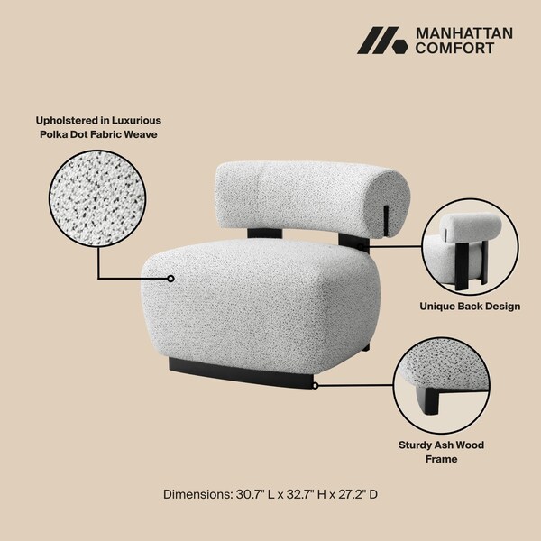 Manhattan Comfort Bartow Accent Chair in Ivory and Black, 2PK - 2-AC017-IB