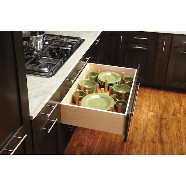 Rev-A-Shelf Drawer Insert, Maple Wood, Natural Maple, 30.25 in W, 6.63 in H, 21.25 in D - 4DPS-3021