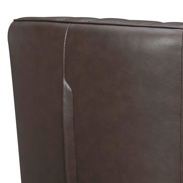 Armen Living Aries Espresso Genuine Leather Swivel Barrel Chair - LCARCHES