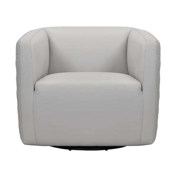 Armen Living Melanie Swivel Dove Gray Genuine Leather Barrel Chair - LCMECHDV