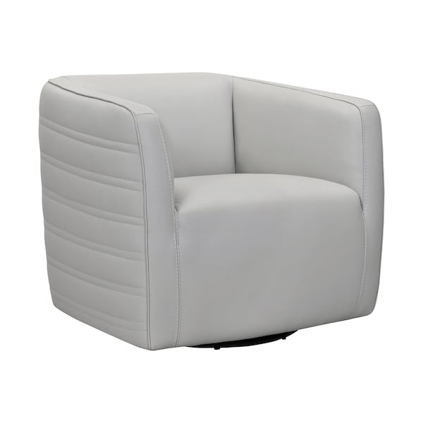 Armen Living Melanie Swivel Dove Gray Genuine Leather Barrel Chair - LCMECHDV