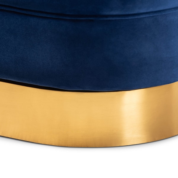 Baxton Studio Fiore Royal Blue Velvet Upholstered Gold Finished Swivel Accent Chair - 161-10397