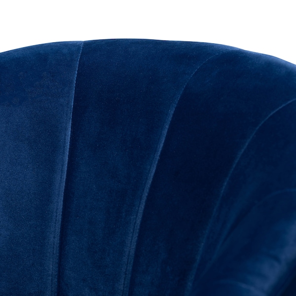 Baxton Studio Fiore Royal Blue Velvet Upholstered Gold Finished Swivel Accent Chair - 161-10397