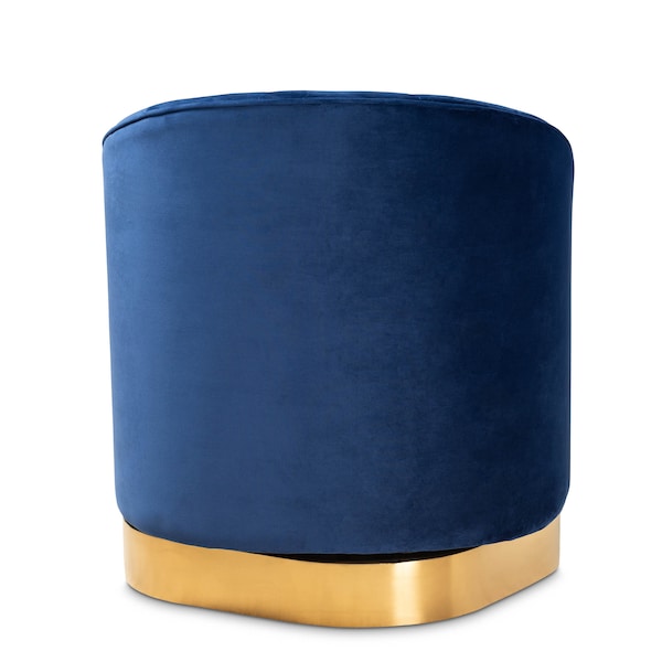 Baxton Studio Fiore Royal Blue Velvet Upholstered Gold Finished Swivel Accent Chair - 161-10397