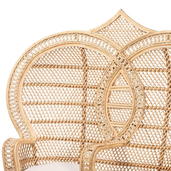 Bali & Pari Nerita Modern Bohemian Natural Brown Rattan Two-Seater Peacock Chair - 242-13600-ZORO