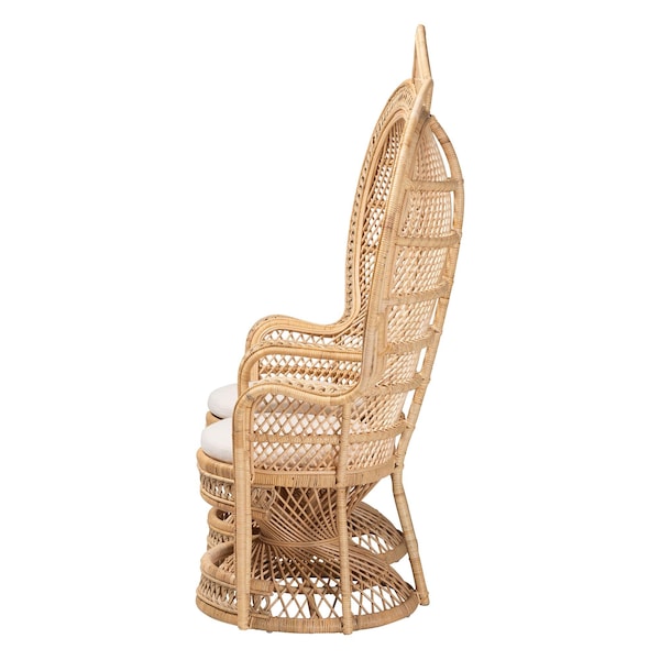 Bali & Pari Nerita Modern Bohemian Natural Brown Rattan Two-Seater Peacock Chair - 242-13600-ZORO