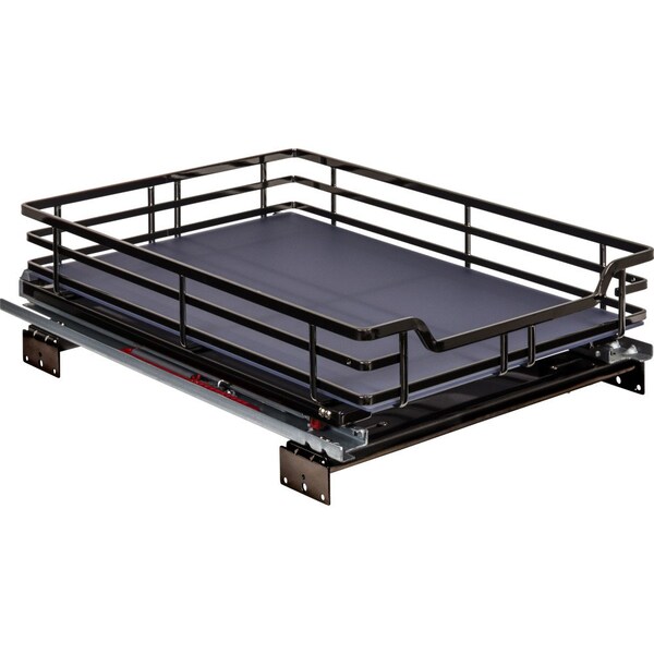 Hardware Resources 15" Black Nickel STORAGE WITH STYLE Metal Soft-close Pullout Basket - SWS-WB153BN