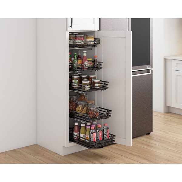 Hardware Resources 15" Black Nickel STORAGE WITH STYLE Metal Soft-close Pullout Basket - SWS-WB153BN