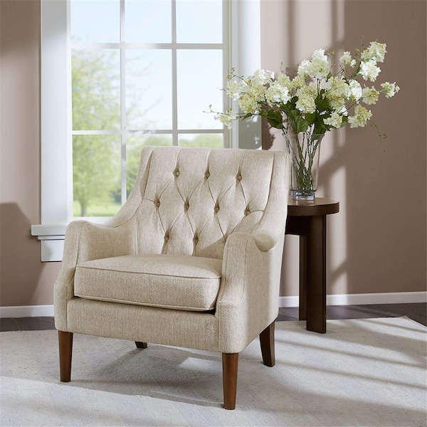 Madison Park Qwen Button Tufted Chair, Cream - FPF18-0514