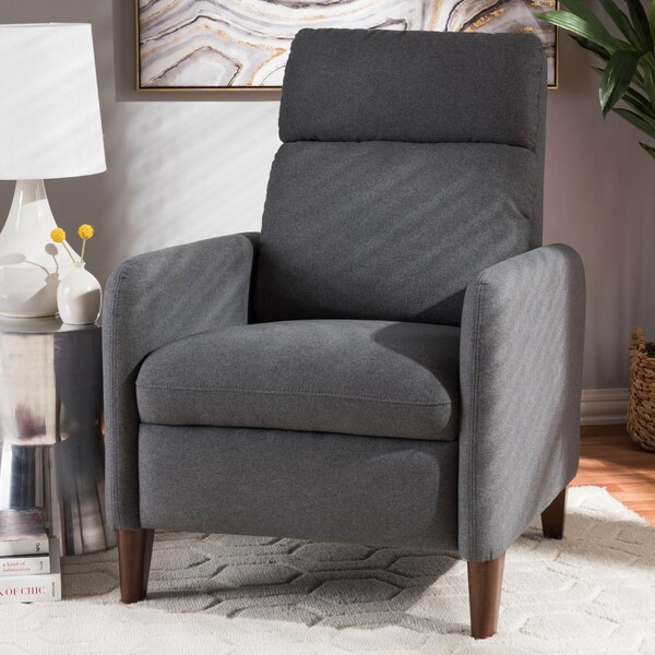 Baxton Studio Casanova Mid-century Modern Grey Upholstered Lounge Chair - 143-8142