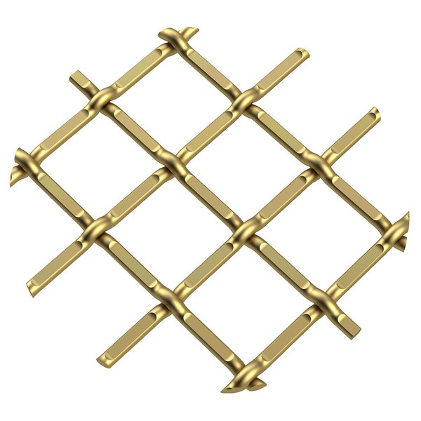 Designs Of Distinction .5" Round Single Diamond Decorative Grille - Satin Brass, 36" W x 48" L Sheet - 0136481214FSB1