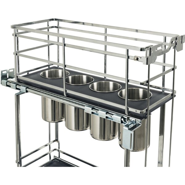 Hardware Resources 8" Polished Chrome STORAGE WITH STYLE Metal "No Wiggle" Soft-close Utensil Base Pullout - SWS-UBPO8PC