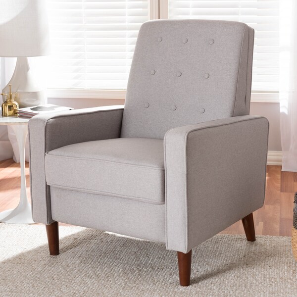 Baxton Studio Mathias Mid-century Modern Light Grey Upholstered Lounge Chair - 143-8135