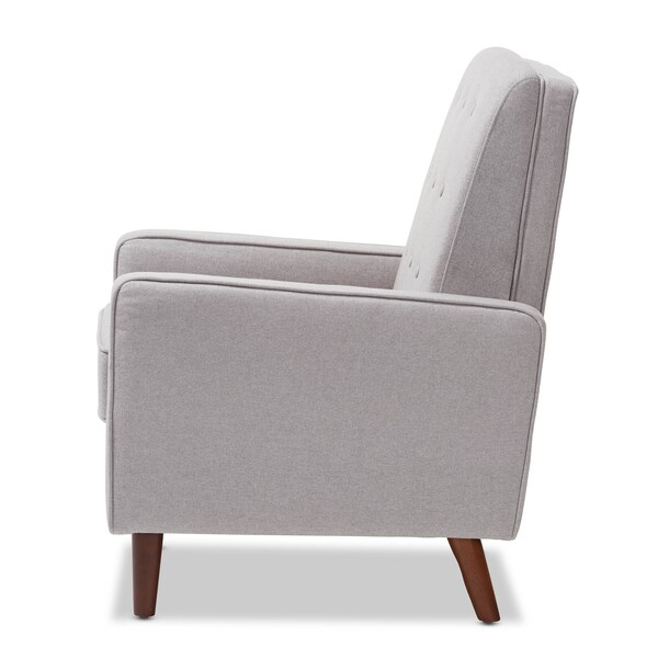 Baxton Studio Mathias Mid-century Modern Light Grey Upholstered Lounge Chair - 143-8135
