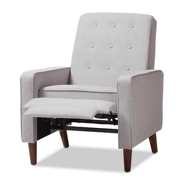 Baxton Studio Mathias Mid-century Modern Light Grey Upholstered Lounge Chair - 143-8135