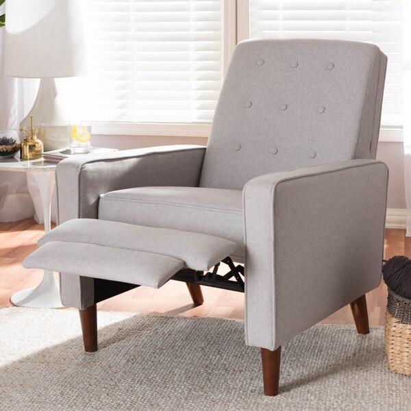 Baxton Studio Mathias Mid-century Modern Light Grey Upholstered Lounge Chair - 143-8135