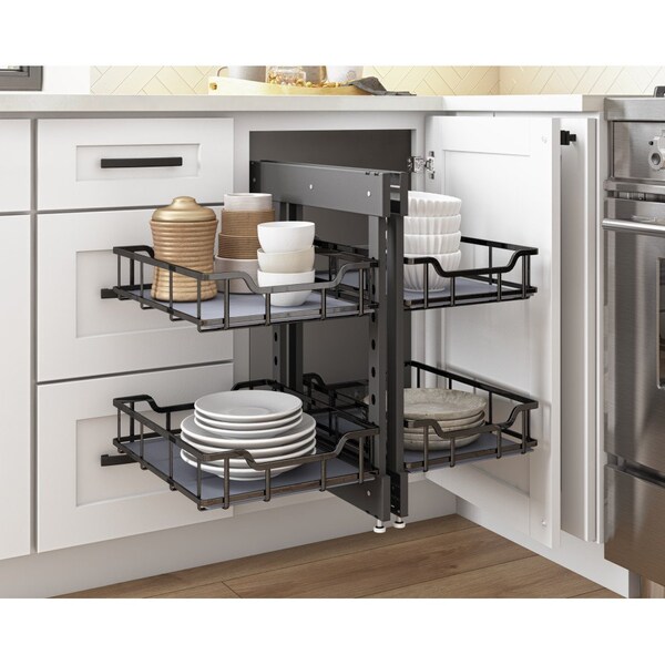 Hardware Resources STORAGE WITH STYLE Black Nickel 15" Full-Height Blind Corner Organizer - SWS-BCFH15BN