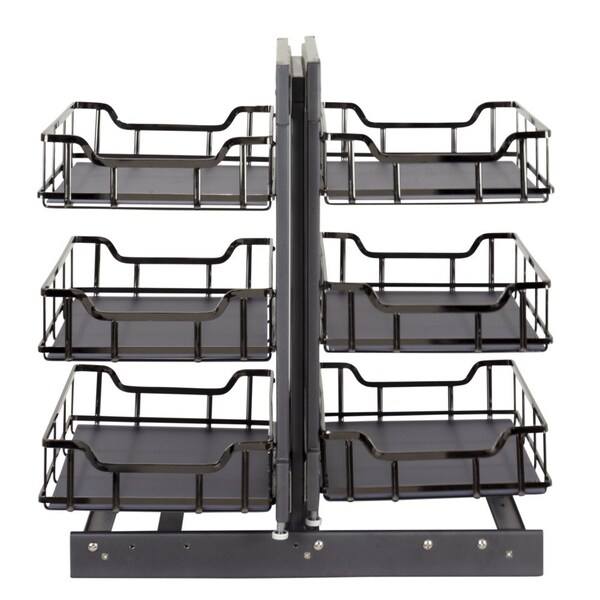 Hardware Resources STORAGE WITH STYLE Black Nickel 15" Full-Height Blind Corner Organizer - SWS-BCFH15BN