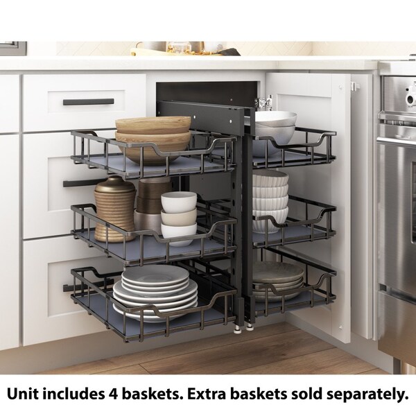 Hardware Resources STORAGE WITH STYLE Black Nickel 15" Full-Height Blind Corner Organizer - SWS-BCFH15BN