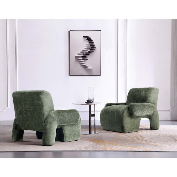 Manhattan Comfort Verandah Accent Chairs in Olive Green, 2PK - 2-AC069-OG