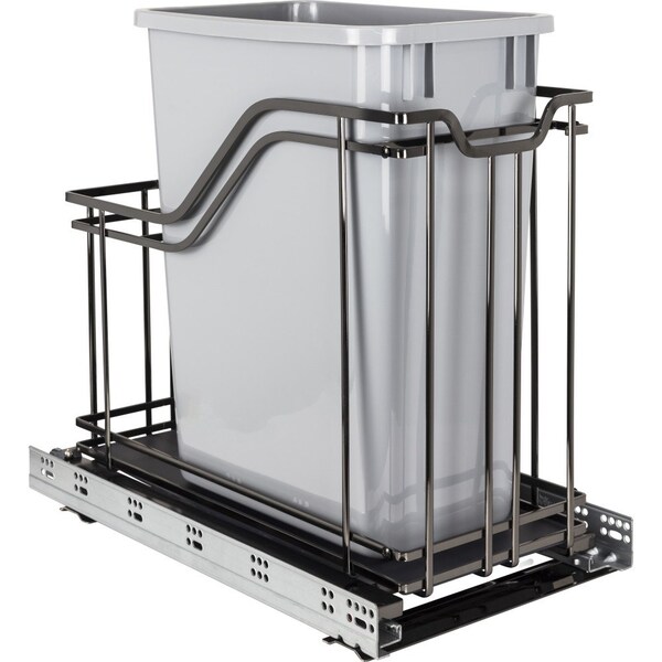 Hardware Resources Single 35 Quart Black Nickel STORAGE WITH STYLE Metal Soft-close Trashcan Pullout - SWS-MBMS35GBN