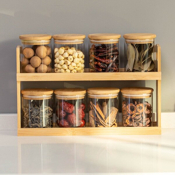 Basicwise Kitchen Stuff, Bamboo, Beige, 14 in W, 8.75 in H, 3.75 in L - QI004706.8