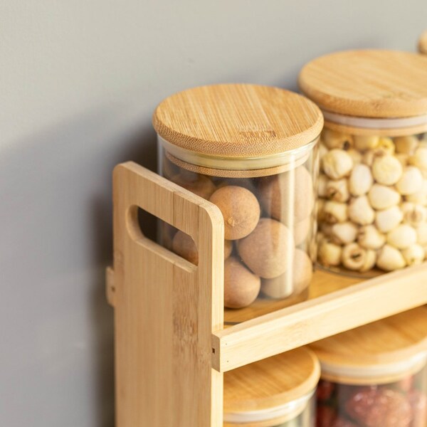Basicwise Kitchen Stuff, Bamboo, Beige, 14 in W, 8.75 in H, 3.75 in L - QI004706.8